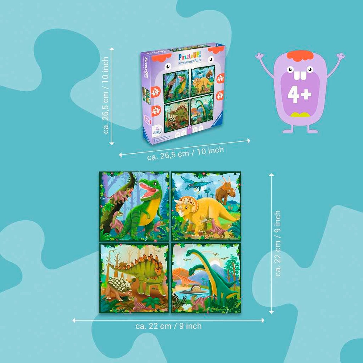 Montert puslespill fra Puslespillsett Puzzle UP! dinosaurer 4 motiver