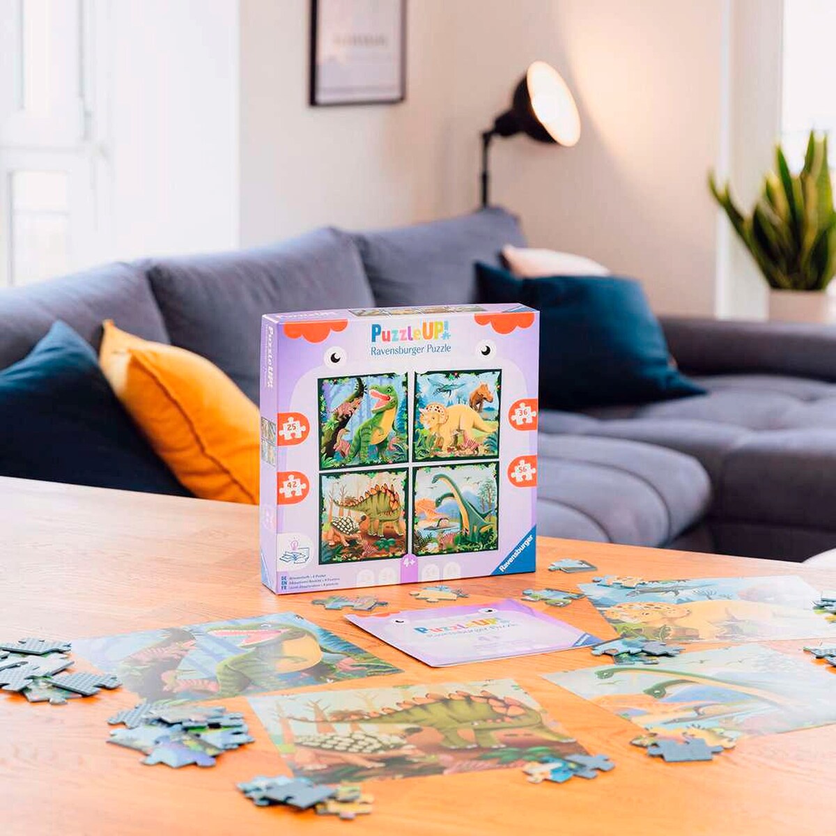 Nærbilde av dinosaurmotiv i Puslespillsett Puzzle UP! dinosaurer 4 motiver