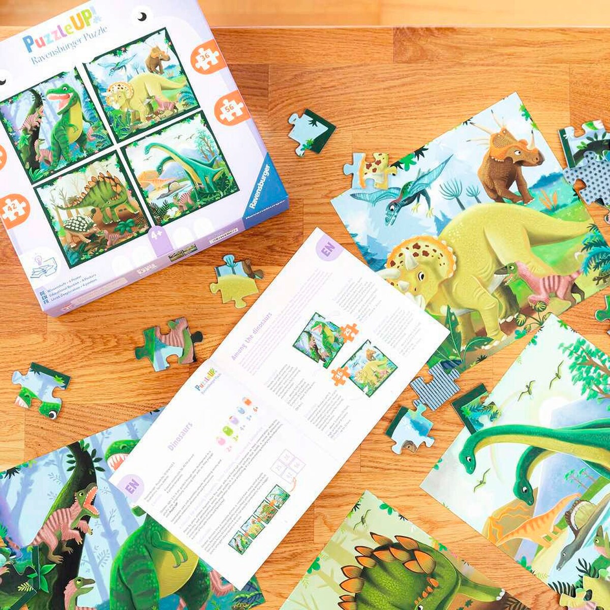 Puslespillbit med dinosaurmotiv Puslespillsett Puzzle UP! dinosaurer 4 motiver