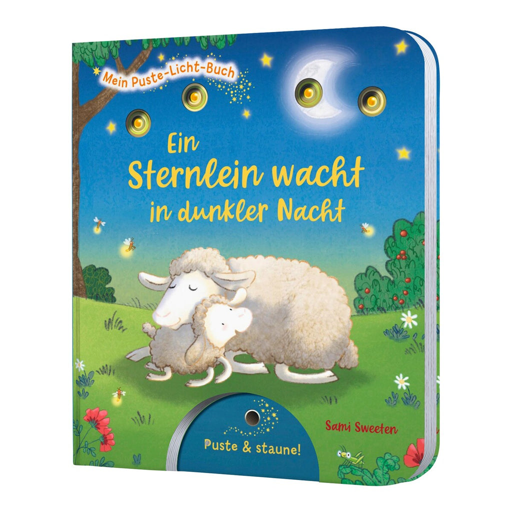 Puste-lys-bok med stjerne og nattmotiv forfra