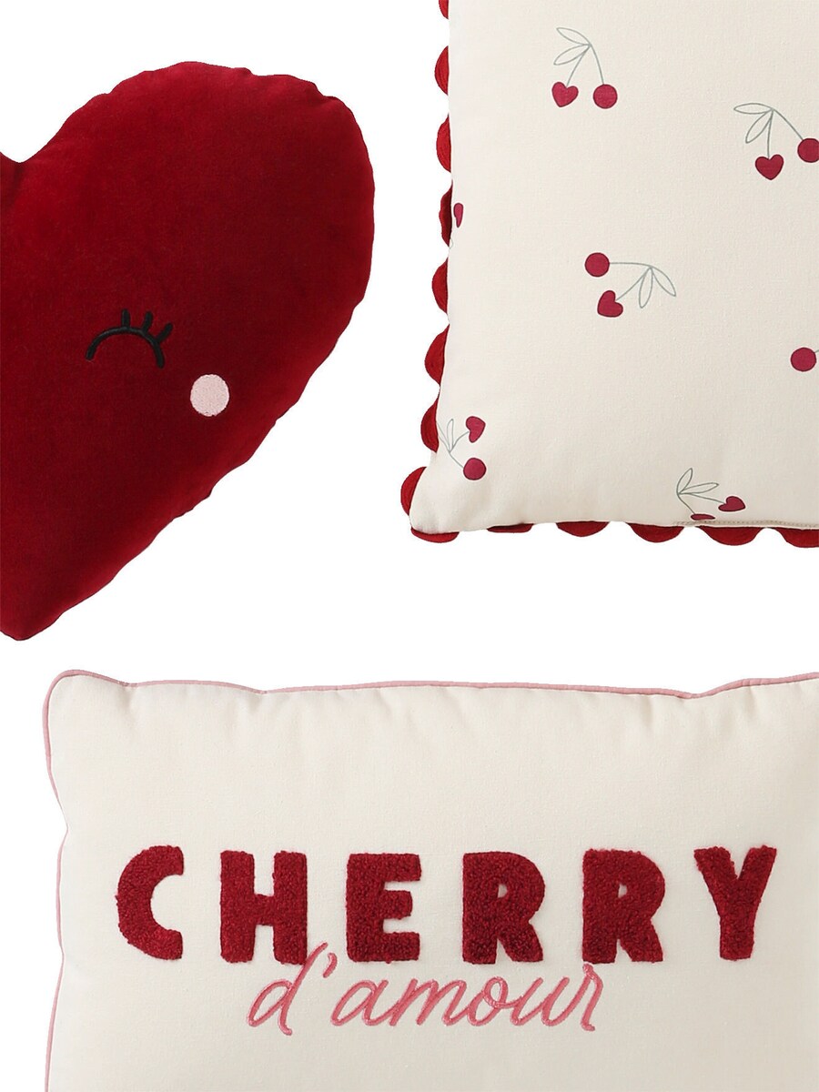 Putesett 3 deler CHERRY bomull 25-35 cm detalj av tekstur