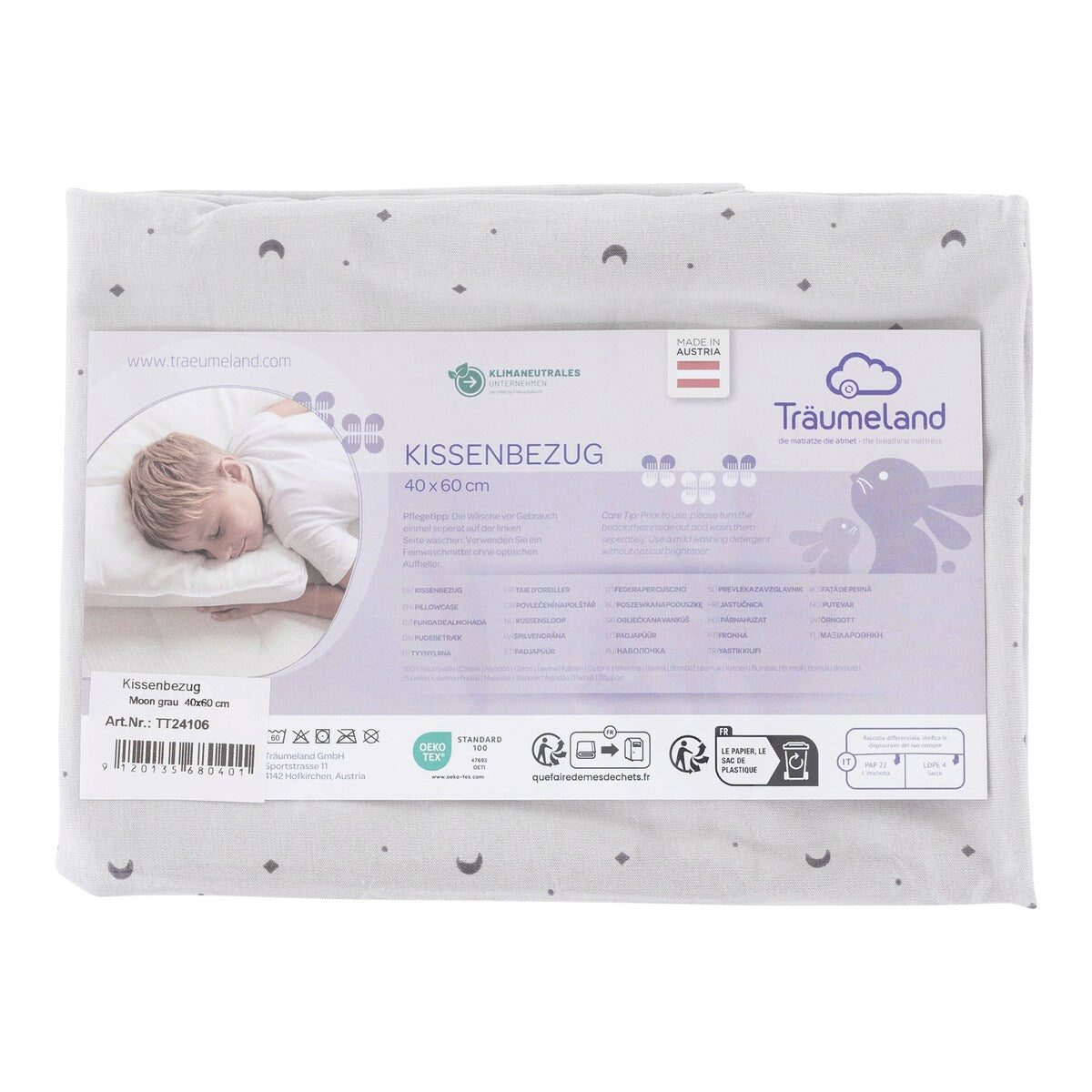 Bakside av putetrekk for babypute 40x60 cm bomull, vaskbar 60 °C
