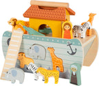 Bakside av Puttebrett Noas ark i tre med 15 figurer
