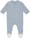 Pyjamas med føtter GOTS 50/56 Blocks light blue forfra