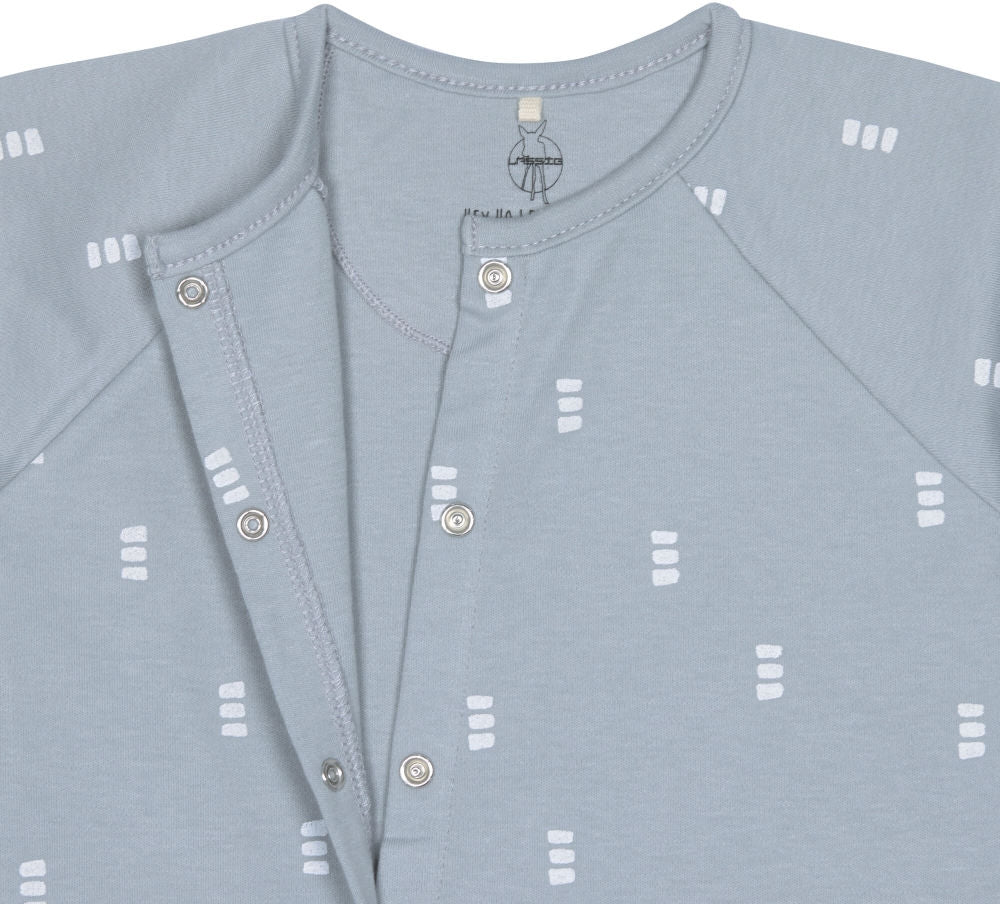 Pyjamas med føtter GOTS 50/56 Blocks light blue montert