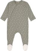 Pyjamas med føtter GOTS 50/56 Speckles olive - Lässig forfra