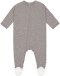 Pyjamas med føtter GOTS str. 62/68 Sprinkle taupe forfra