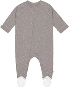 Pyjamas med føtter GOTS str. 62/68 Sprinkle taupe forfra