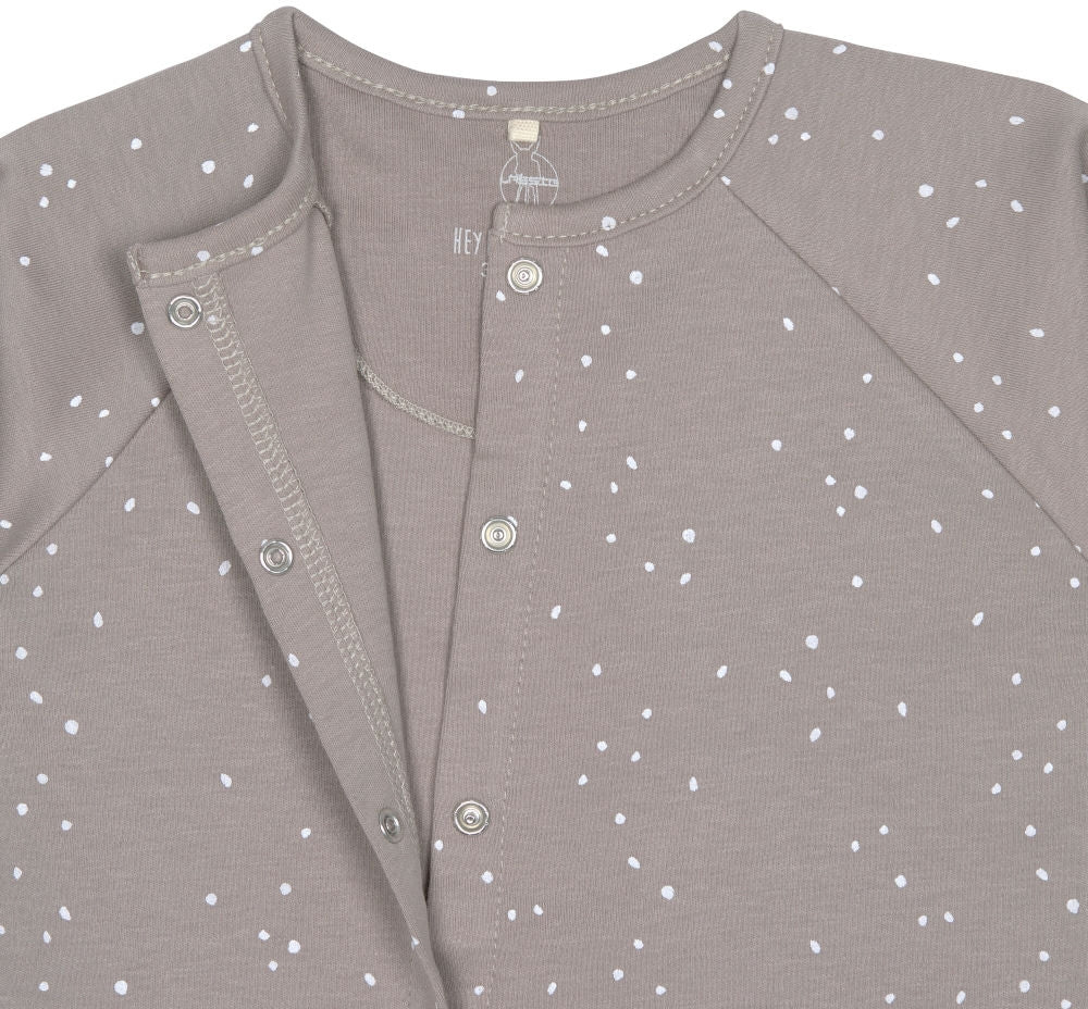 Pyjamas med føtter GOTS str. 62/68 Sprinkle taupe bakside