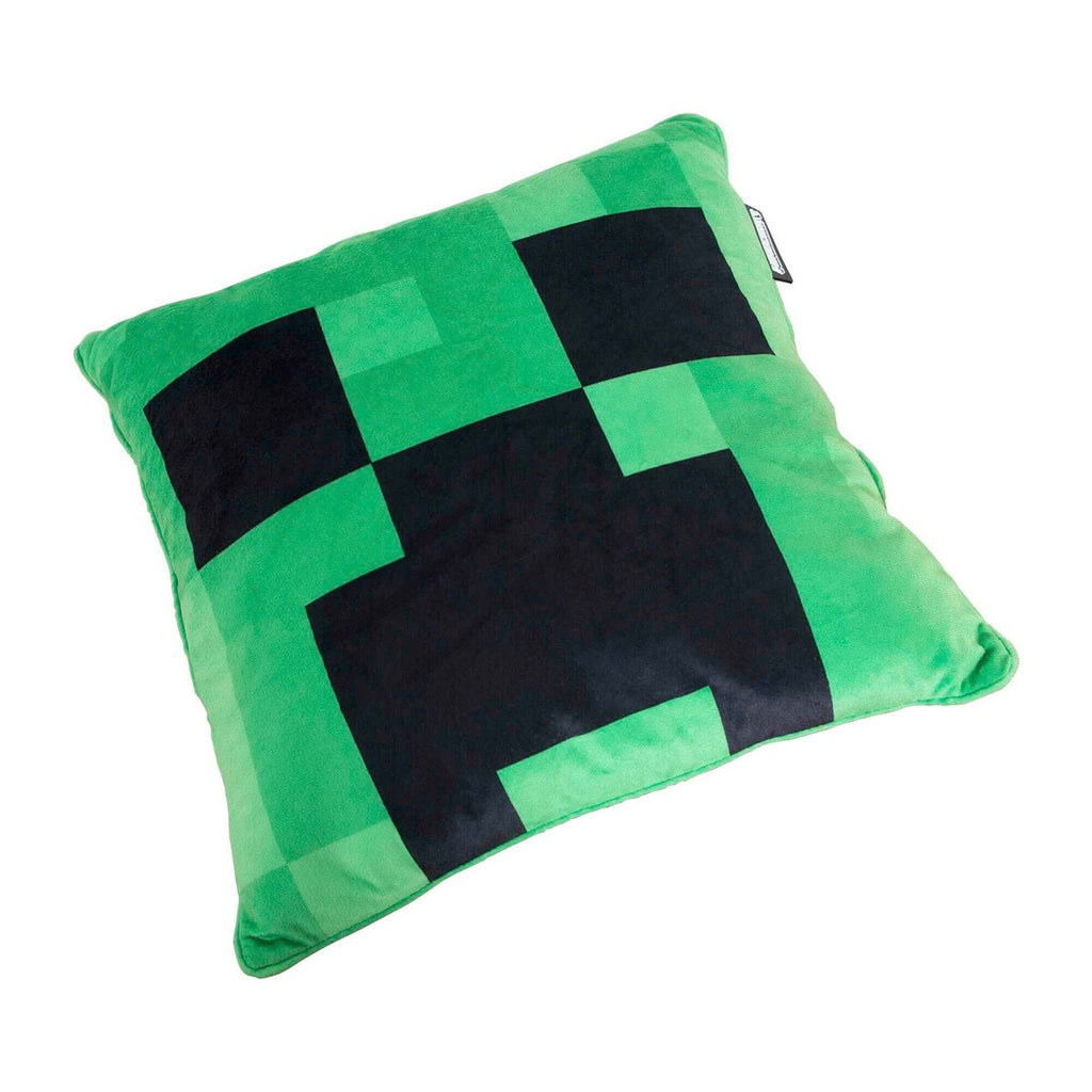 Detalj av fløyelsmaterialet på Pyntepute med fyll Minecraft Creeper i fløyel