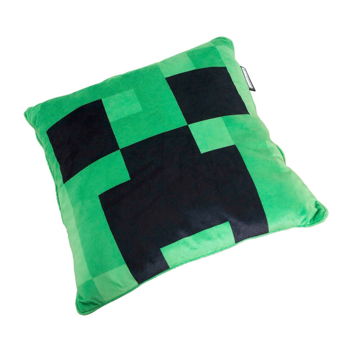 Detalj av fløyelsmaterialet på Pyntepute med fyll Minecraft Creeper i fløyel
