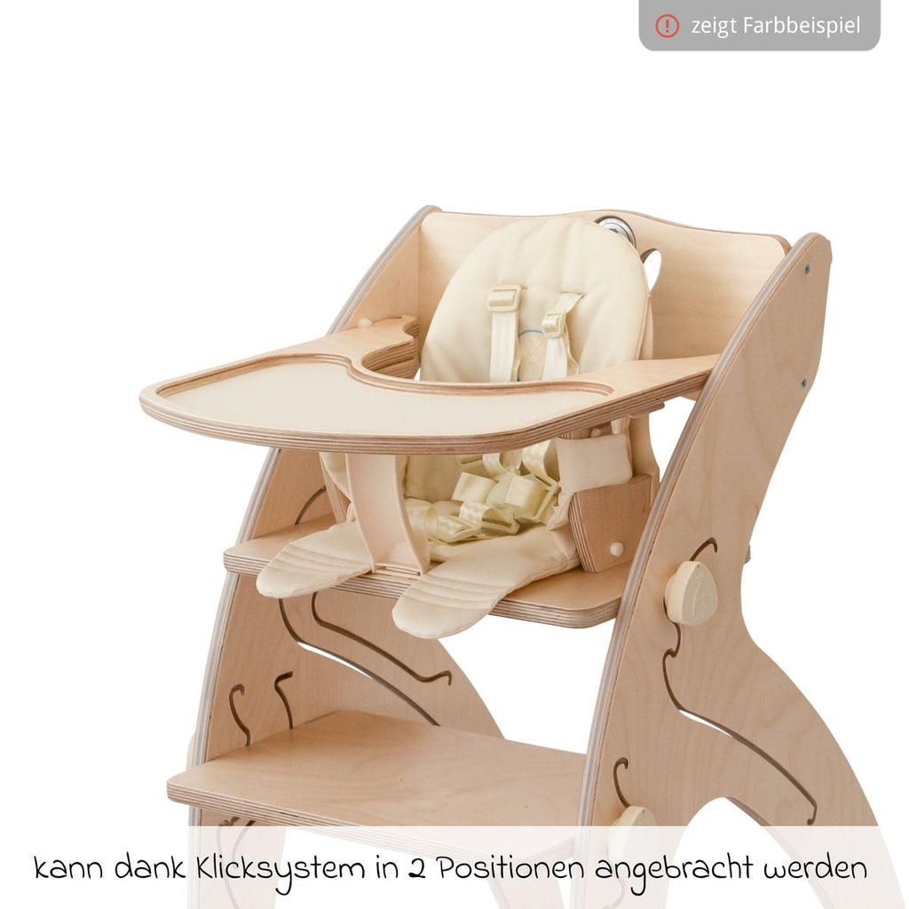 Barnestolsett i bjørk med babyinnlegg og bordplate - QuarttoLino