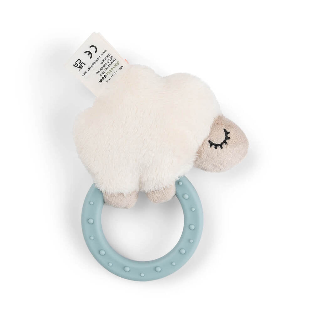 Rangle med biteleke Sheepy i blå bakside