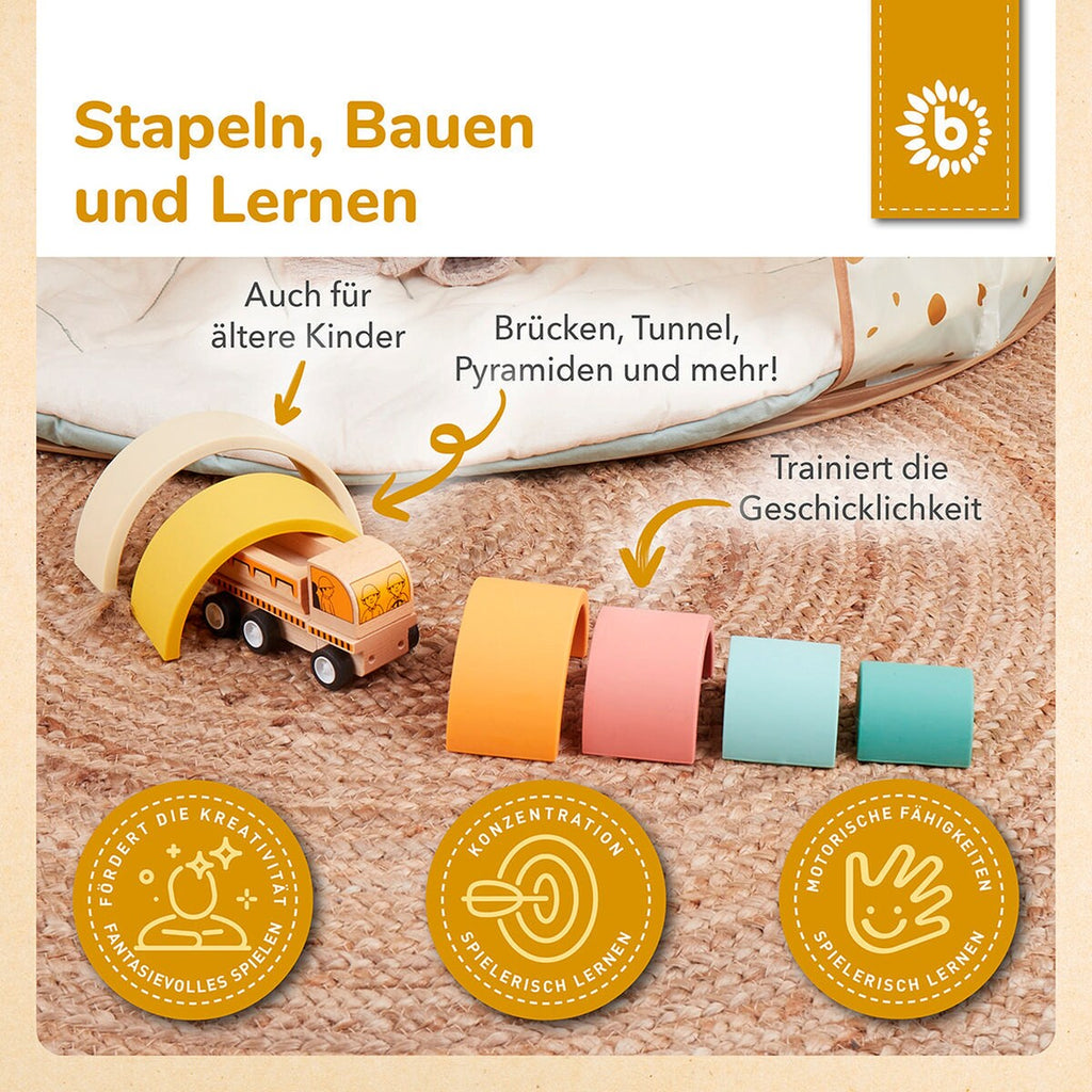 Regnbue stableleke silikon 6 deler Tropical Vibes fra 6 mnd - Bieco