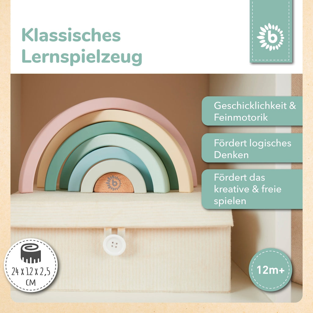 Regnbue stableleke i tre 7 deler fra 12 mnd bakside