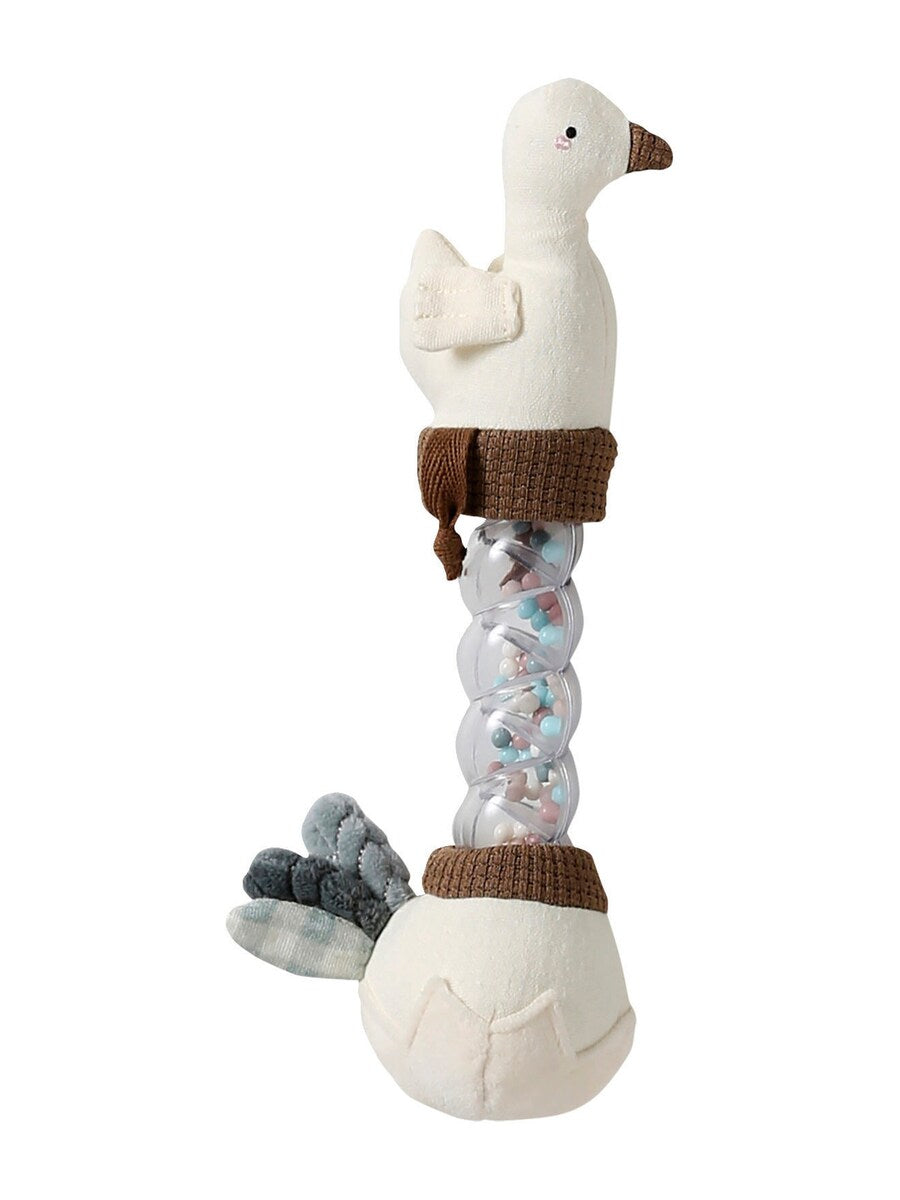 Regnpinne med gåsefigur 22 cm i bomull for baby forfra