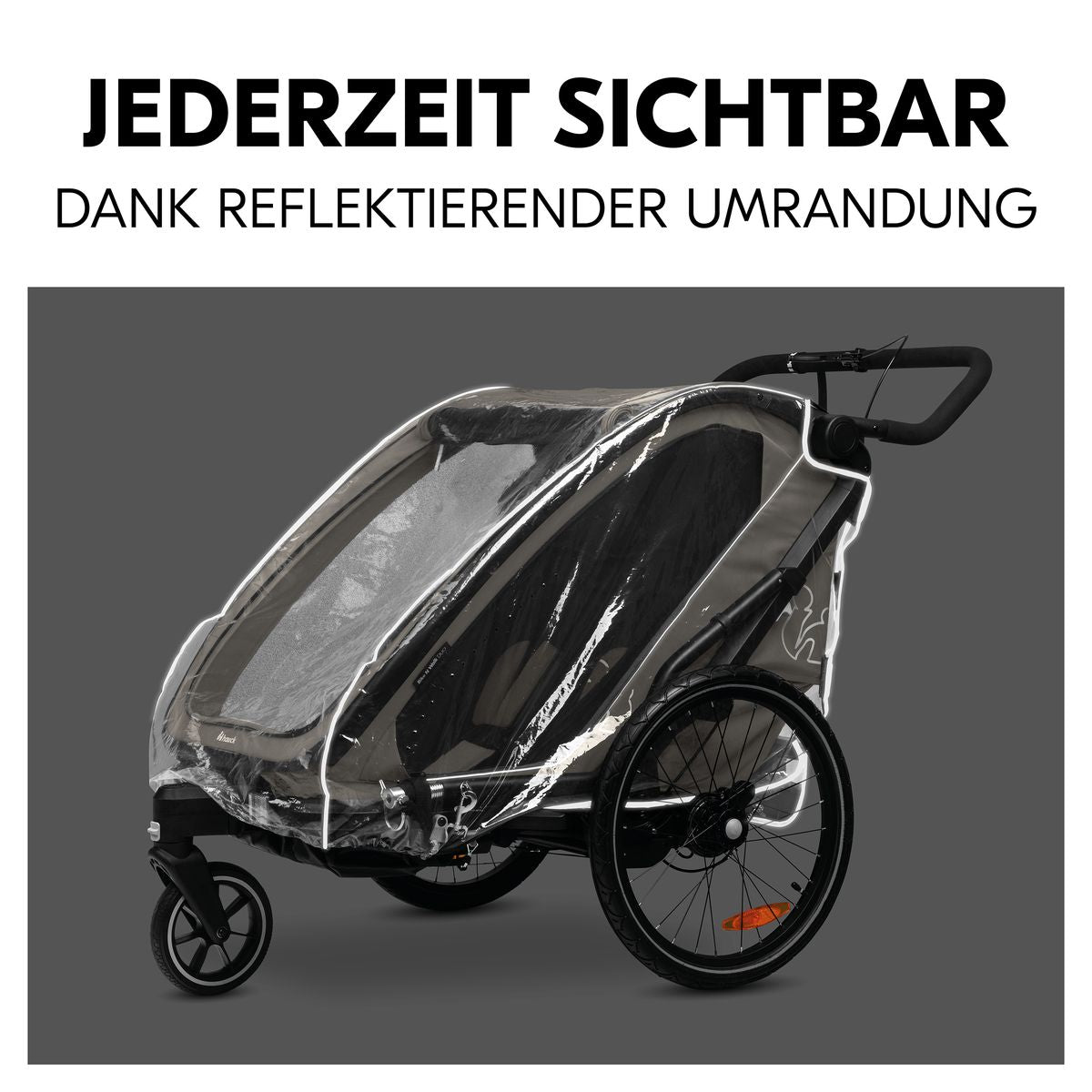 Nærbilde av ventilasjonsåpning på Regntrekk til sykkelvogn Bike N Walk Duo med refleks