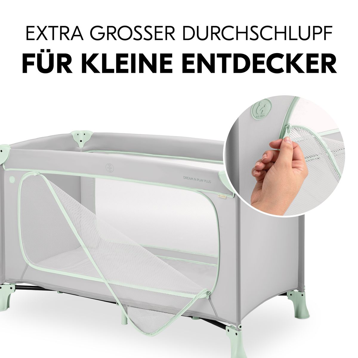 Reiseseng Dream N Play Plus med foldemadrass sammenbrettet