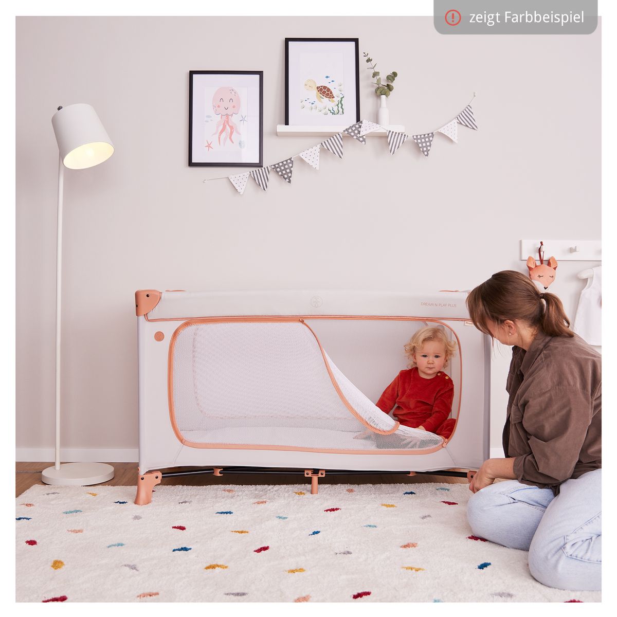 Reiseseng Dream N Play Plus pakket sammen i bag Dusty Blue
