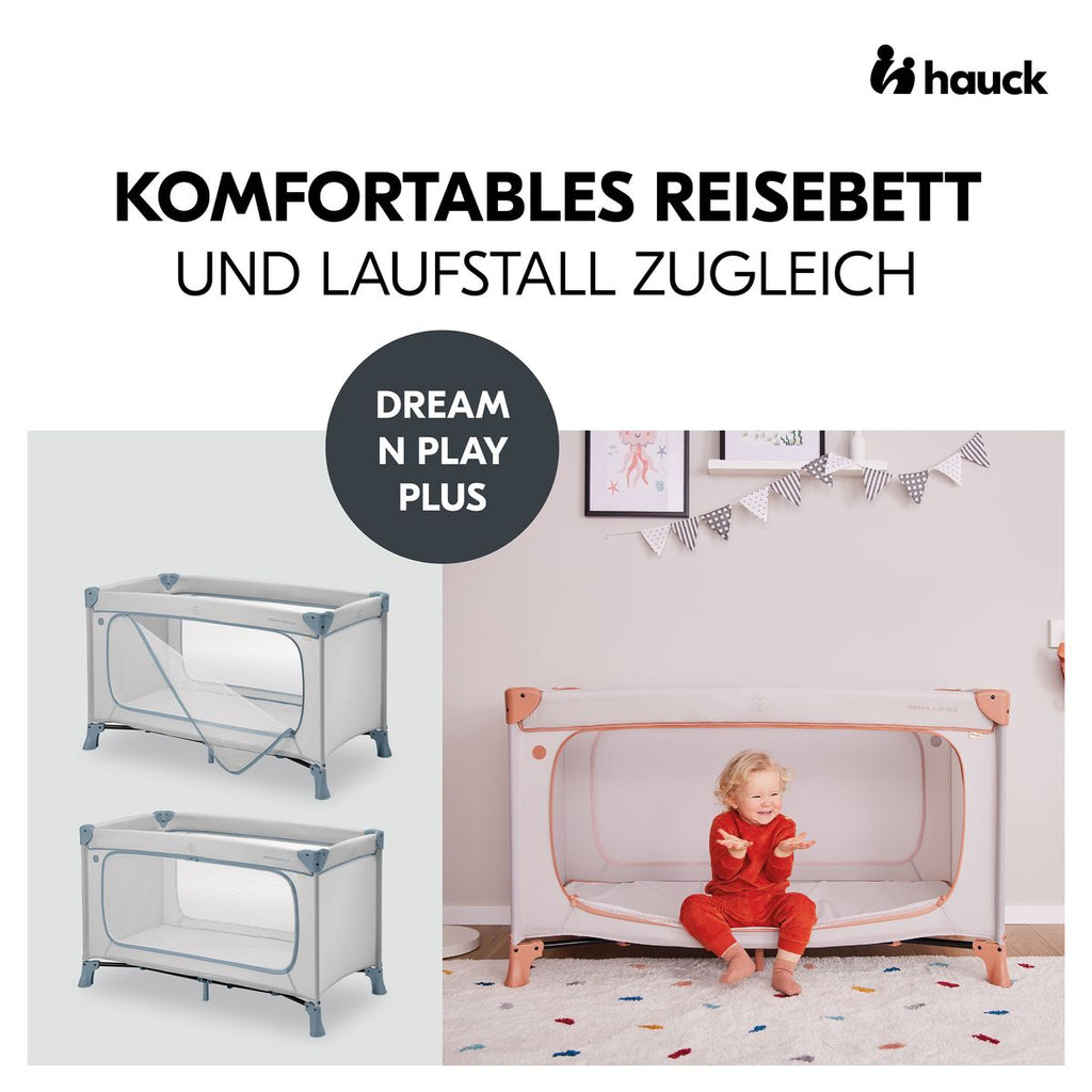 Reiseseng Dream N Play Plus med sideinngang bakside Dusty Blue