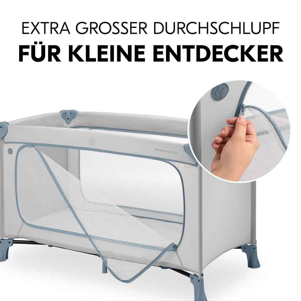 Reiseseng Dream N Play Plus bæretaske detalj Dusty Blue