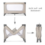 Nærbilde av aluminiumramme på Reiseseng Dream'n Play beige