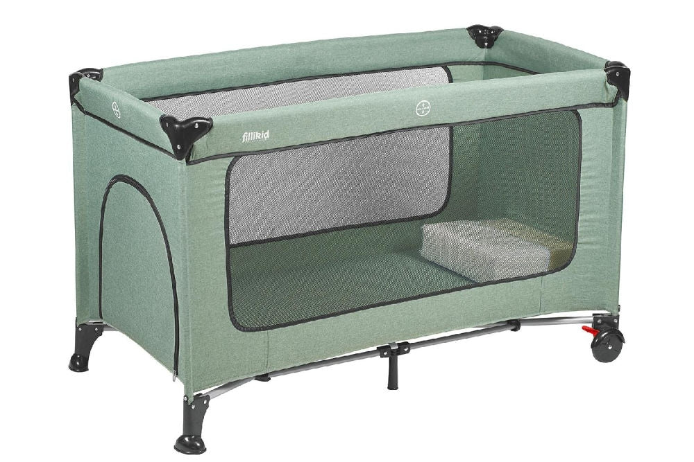 Reiseseng med komfortmadrass grønn melert 125x65 cm fra Babyworld