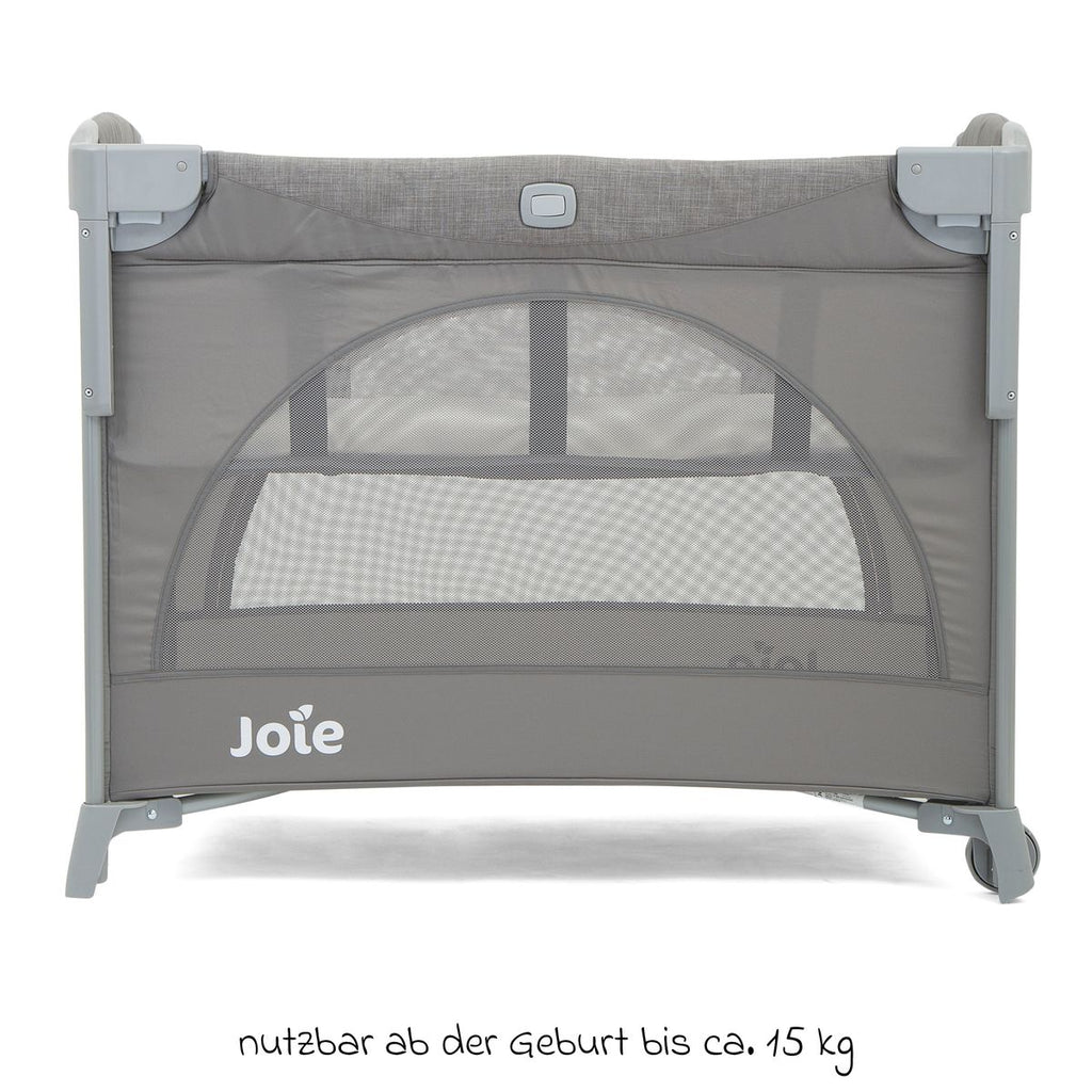 Baksiden av Reiseseng og bedside crib Kubbie Sleep 0-15 kg med madrass