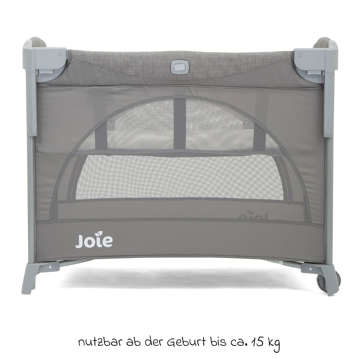 Baksiden av Reiseseng og bedside crib Kubbie Sleep 0-15 kg med madrass