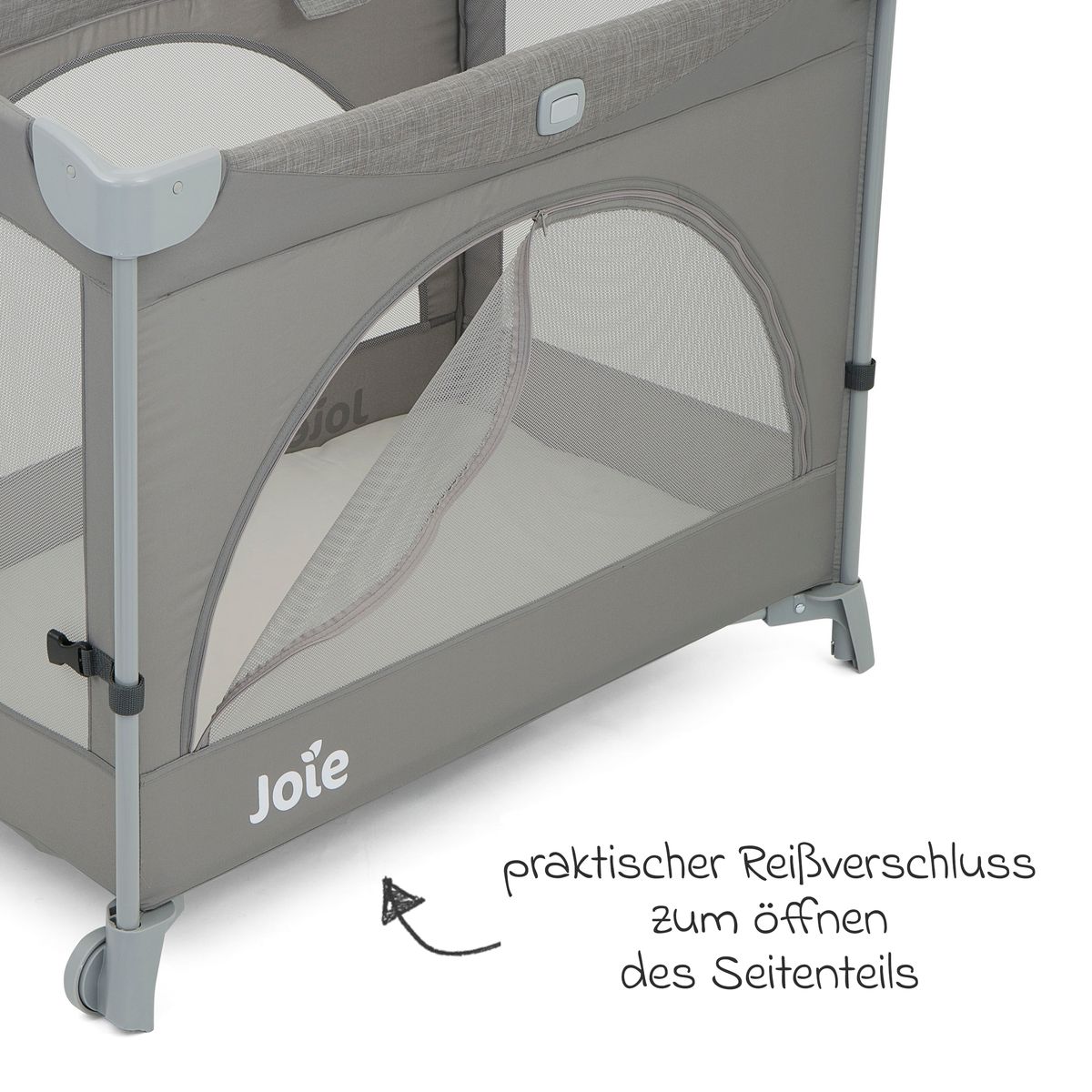 Detalj av festegurt på Reiseseng og bedside crib Kubbie Sleep 0-15 kg med madrass