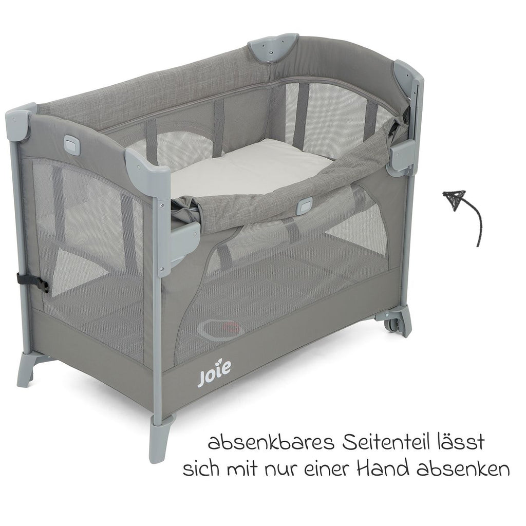 Nærbilde av mesh-panel på Reiseseng og bedside crib Kubbie Sleep 0-15 kg med madrass