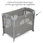 Montert Reiseseng og bedside crib Kubbie Sleep 0-15 kg med madrass i bruk