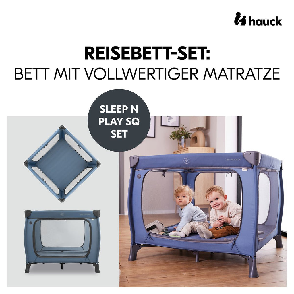 Baksidebilde av Reiseseng og lekegrind Sleep N Play SQ 87x87 cm med madrass Hauck