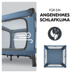 Sammenfoldet Reiseseng og lekegrind Sleep N Play SQ 87x87 cm med madrass Hauck