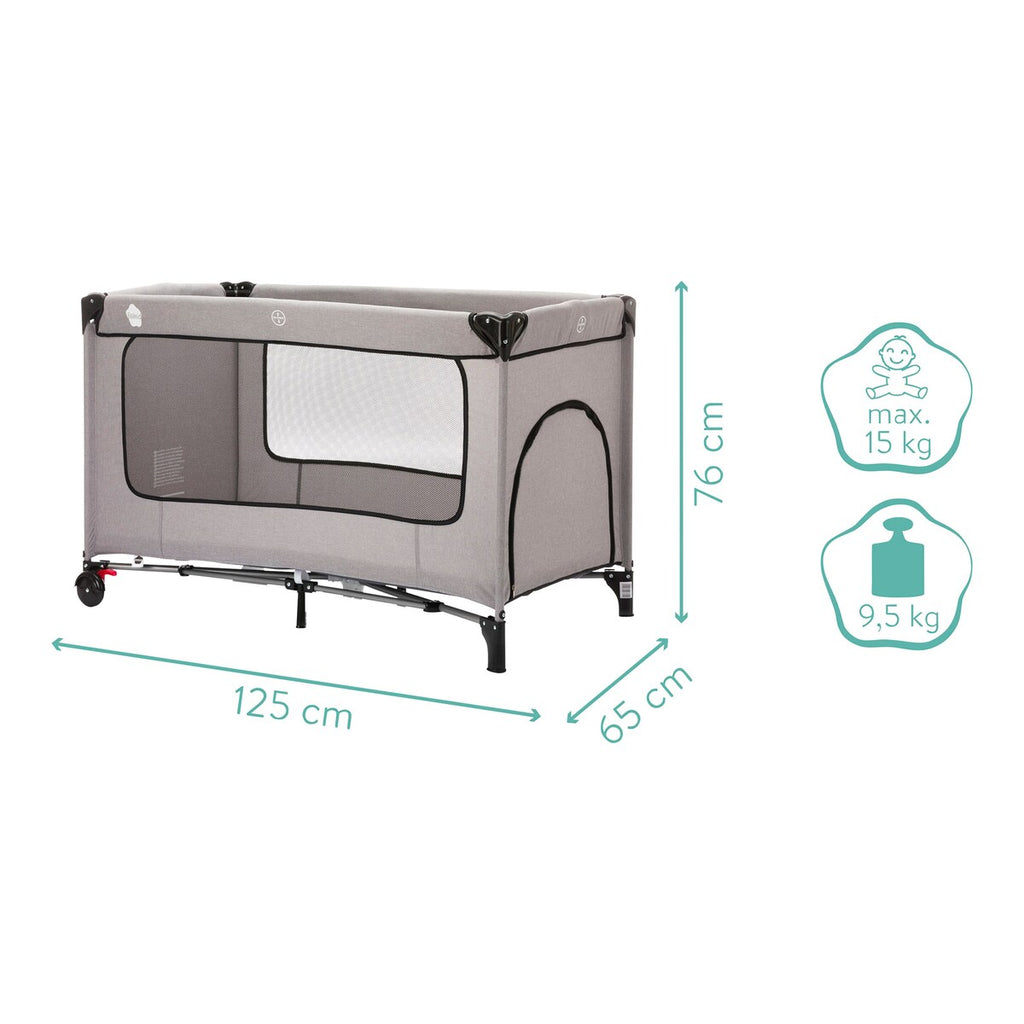 Reiseseng med komfortmadrass 125x65x79 cm Fillikid sideprofil