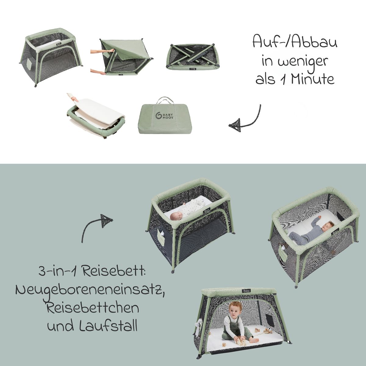Detalj av madrasser i Reiseseng Moov & Comfy