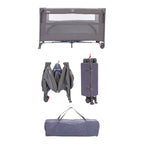 Reiseseng Porto 120 x 60 cm med hjul og madrass med nedfelt side
