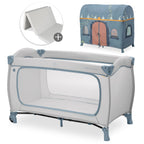 Reiseseng-sett Sleep N Play Go Plus med madrass og leketelt forfra