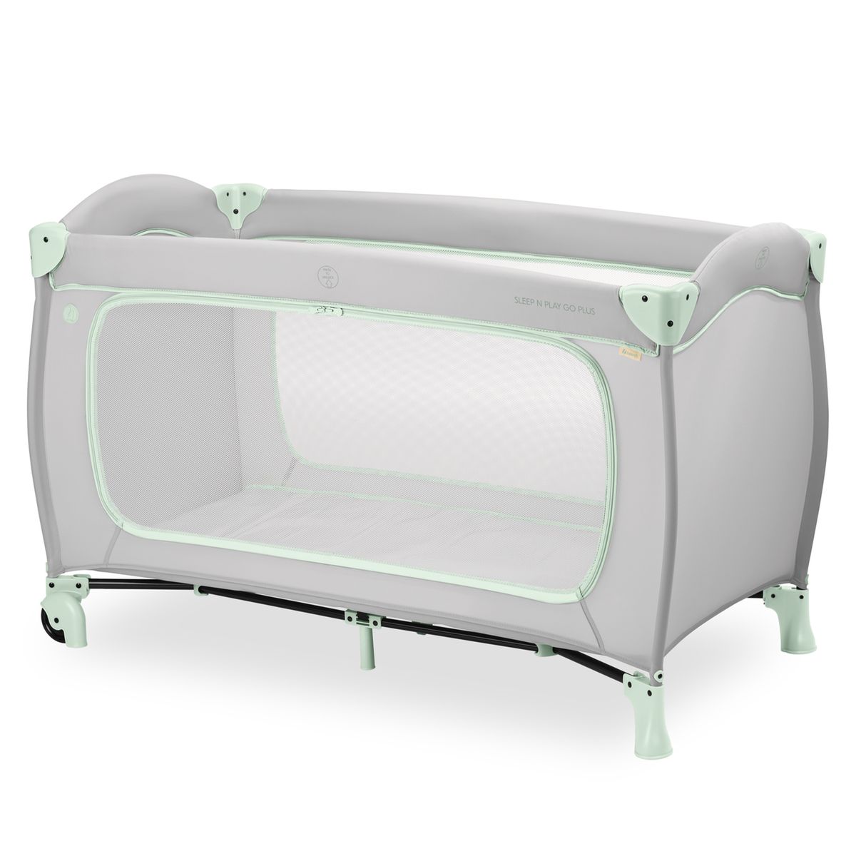 Reiseseng-sett Sleep N Play Go Plus med madrass og insektnett bakside