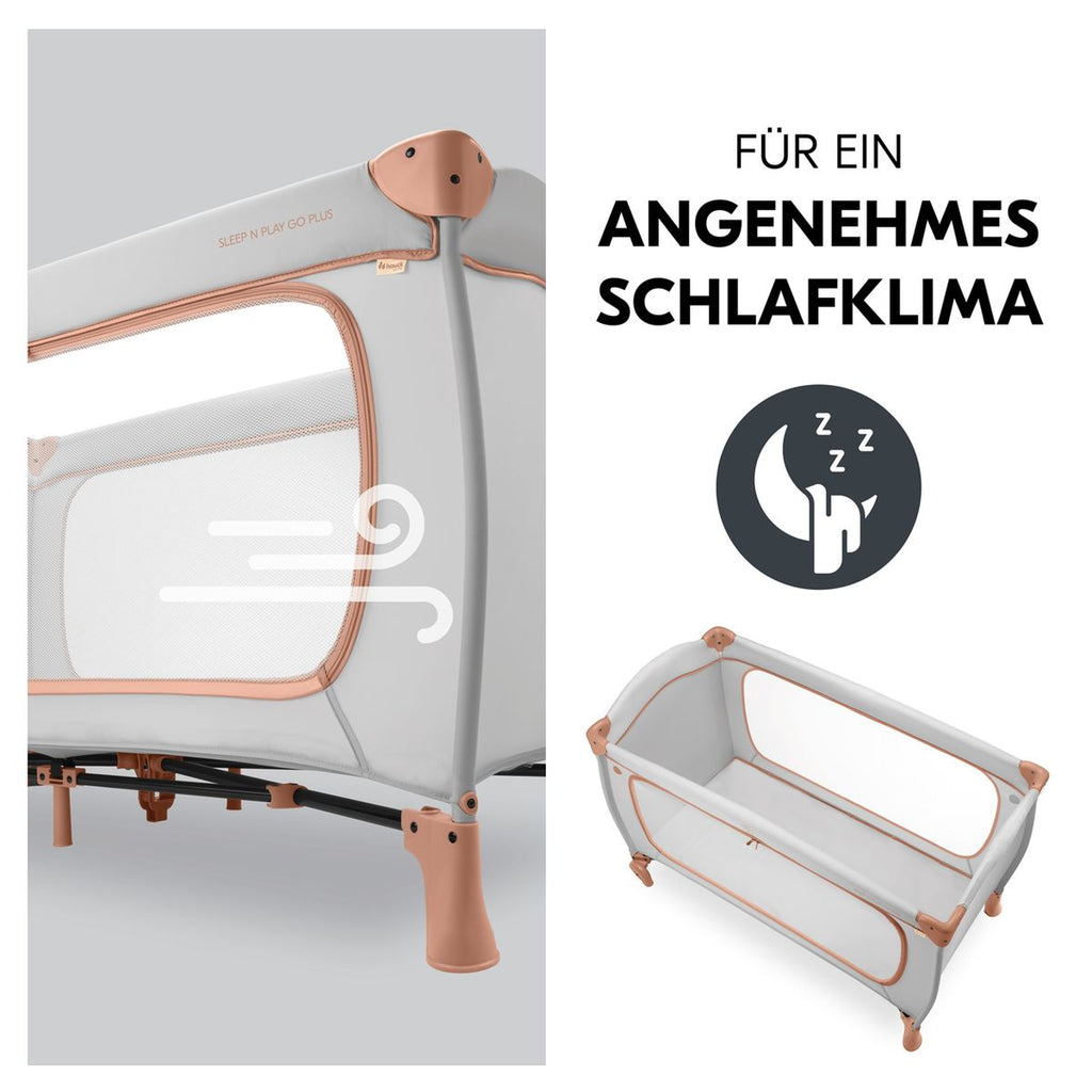 Reiseseng Sleep N Play Go Plus med hjul Dusty Cork sammenlagt