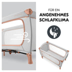 Reiseseng Sleep N Play Go Plus med hjul Dusty Cork sammenlagt