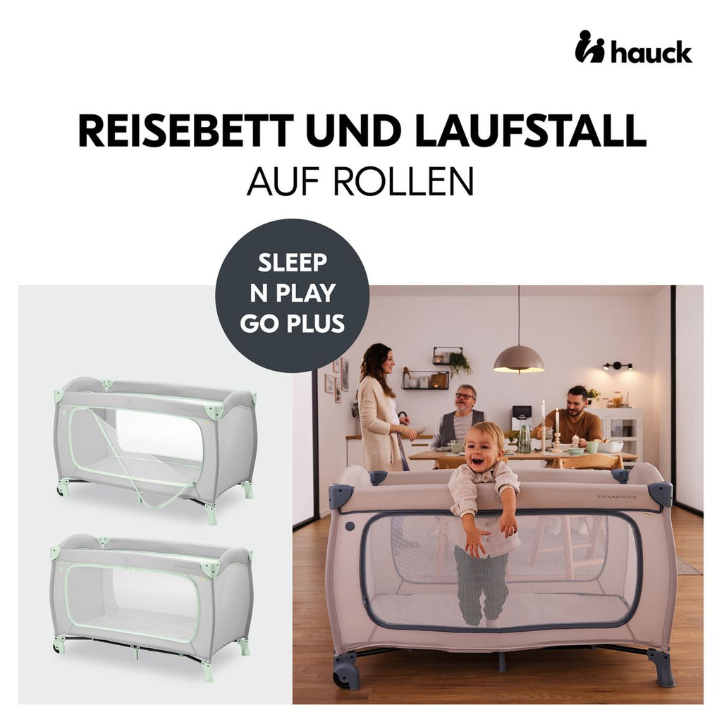 Reiseseng Sleep N Play Go Plus med hjul og sideinngang bakside