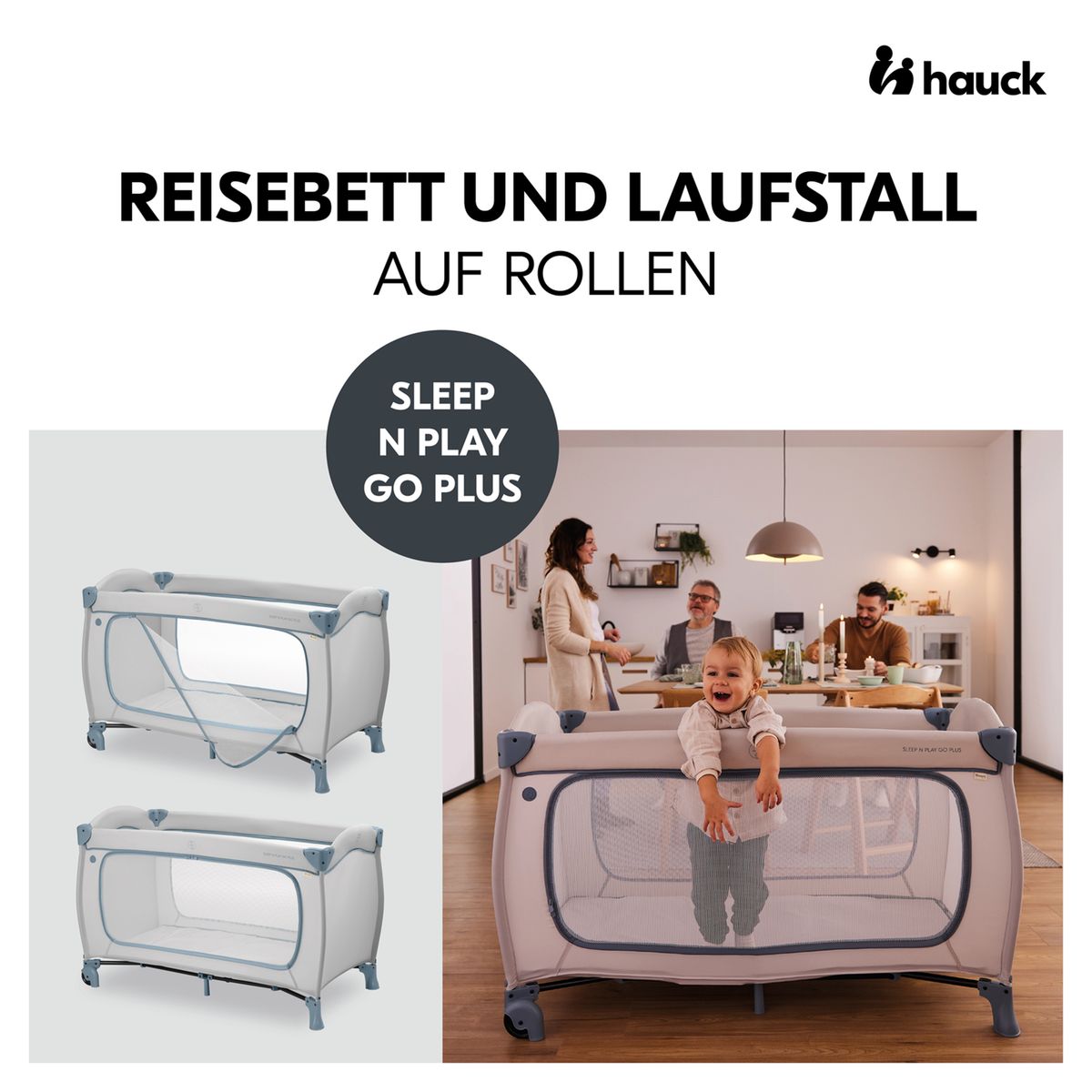 Reiseseng Sleep N Play Go Plus med hjul og sideinngang bakside