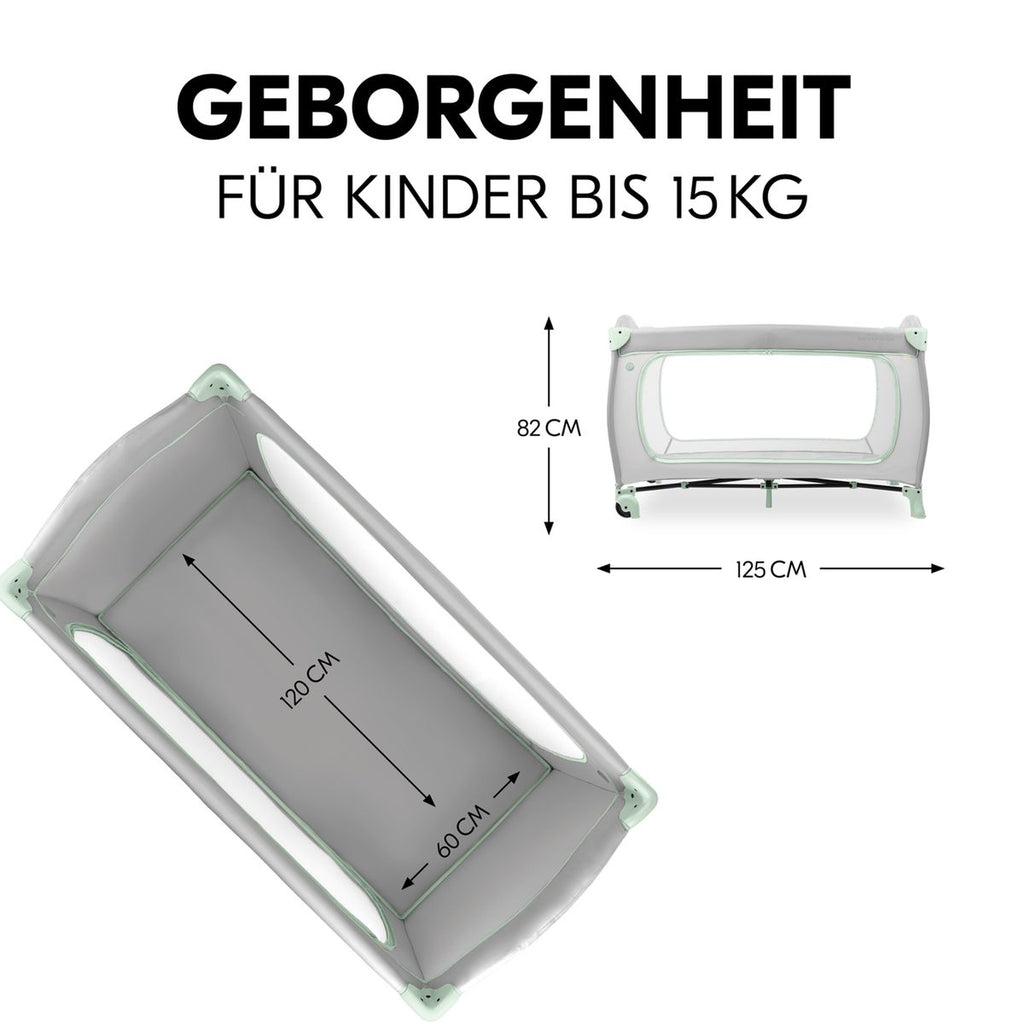 Detaljbilde av hjul på Reiseseng Sleep N Play Go Plus med hjul og sideinngang