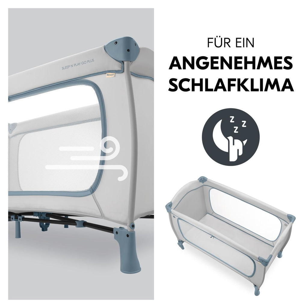 Reiseseng Sleep N Play Go Plus med hjul og sideinngang foldet sammen
