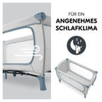 Reiseseng Sleep N Play Go Plus med hjul og sideinngang foldet sammen