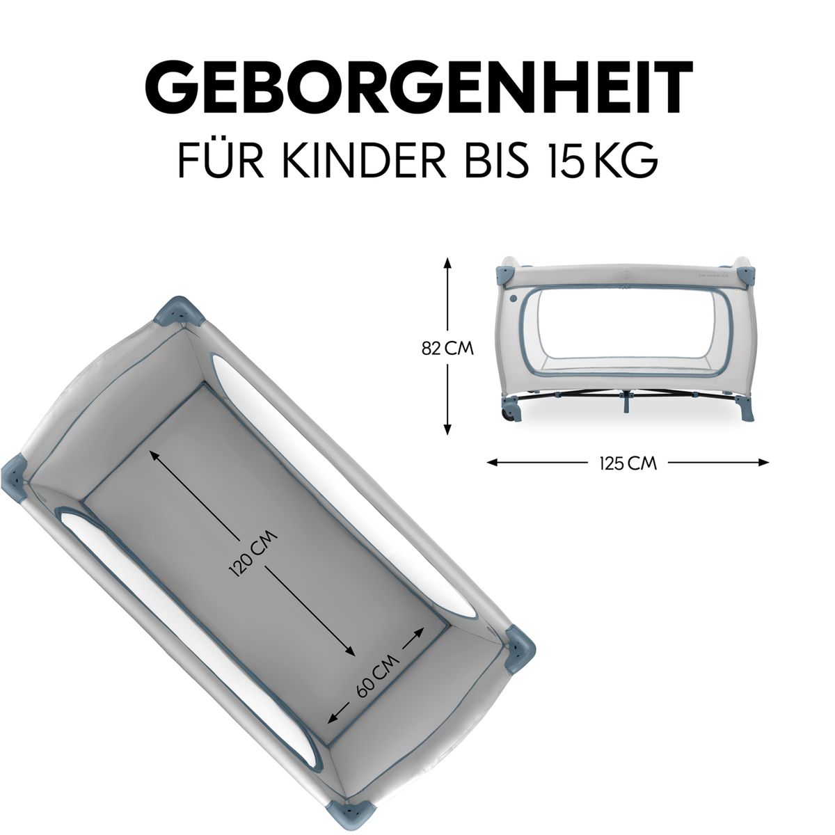 Detalj av hjul på Reiseseng Sleep N Play Go Plus med hjul og sideinngang