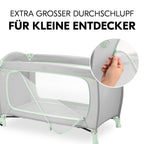 Reiseseng Sleep N Play Go Plus med hjul og sideinngang sammenpakket