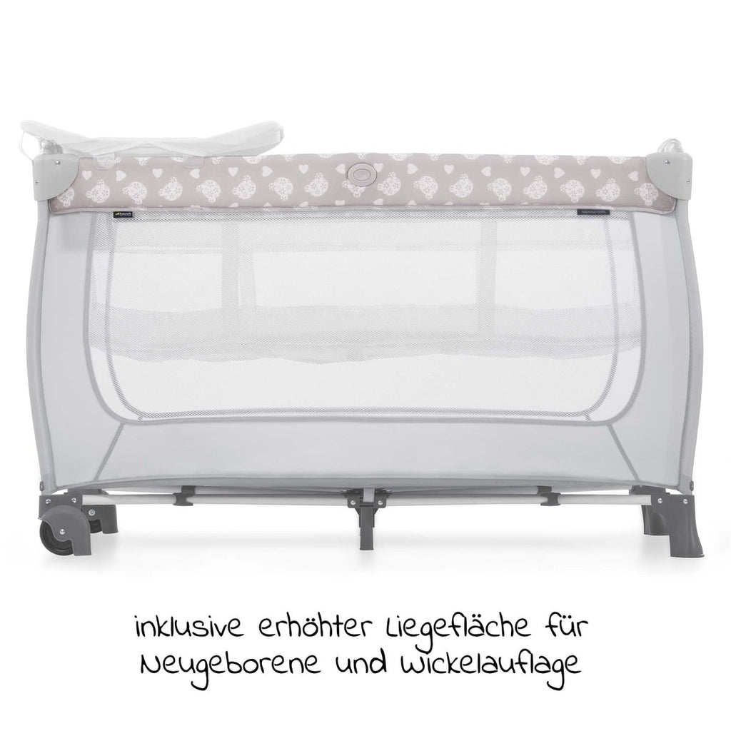 Reiseseng Sleep'n Play Center med stellematte og hjul bakside