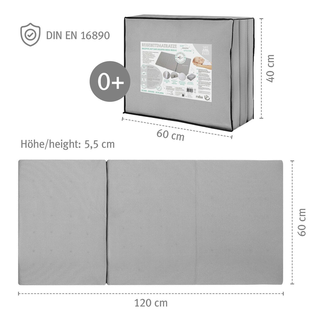 Reisesengmadrass Air 60x120 cm safe asleep® logo og merke